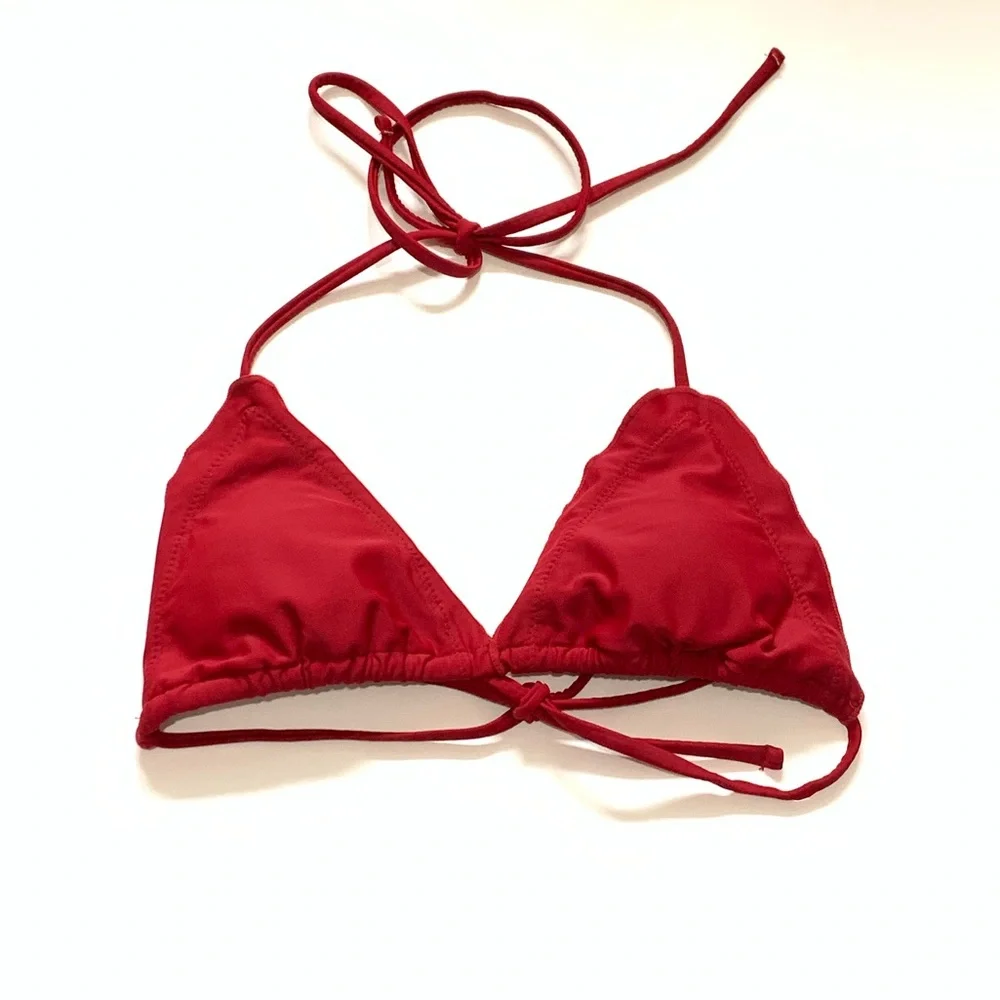 SHEIN Red Triangle Halter Bikini Top